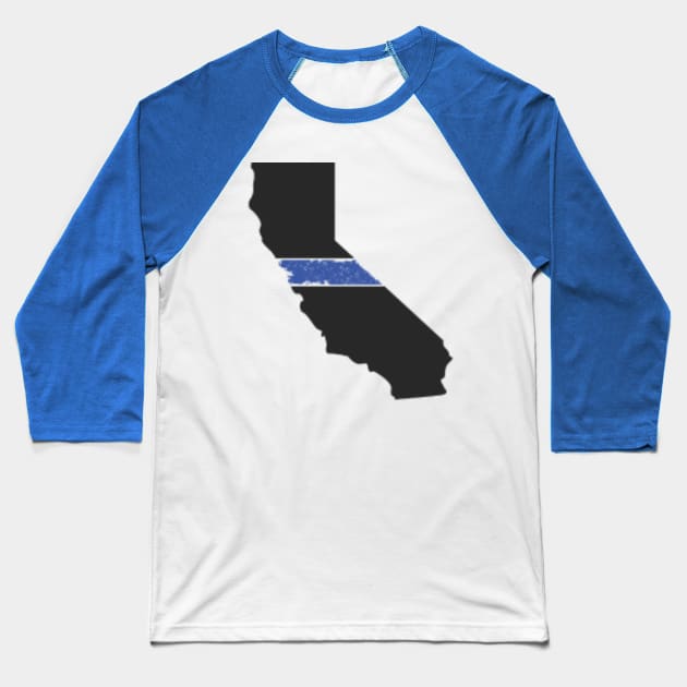 California Thin Blue Line Baseball T-Shirt by Ten20Designs